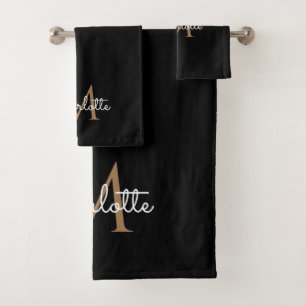 Black Gold Monogram Elegant