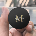 Black Gold Monogram Elegant Feminine Girly Script Ping Pong Ball<br><div class="desc">Black Gold Monogram Elegant Feminine Girly Script Ping Pong Ball. Easily personalize this modern elegant ping pong ball with your custom monogram and name.</div>