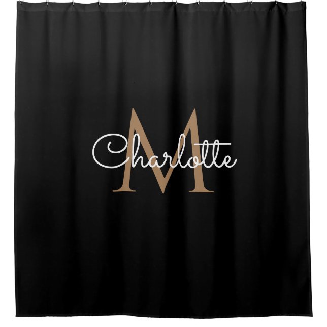 Black Gold Monogram Elegant Girly Script (Front)