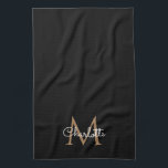 Black Gold Monogram Elegant Girly Script Kitchen Towel<br><div class="desc">Chic black and gold monogram kitchen towel. You can personalize the name,  monogram and customize the font and colours to create your own unique design. Designed by Thisisnotme©</div>