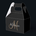 Black Gold Monogram Elegant Stylish Script Name  Favor Box<br><div class="desc">Black Gold Monogram Elegant Stylish Script Name Favour Box
Perfect as Christmas gift!</div>