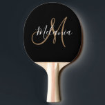 Black Gold Monogram Elegant Stylish Script Ping  Pong Paddle<br><div class="desc">Black Gold Monogram Elegant Stylish Script Name Mini Basketball Hoop for Christmas</div>