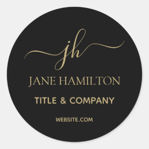 Black Gold Monogram Envelope Seals