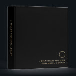 Black Gold Monogram Financial Legacy Binder<br><div class="desc">Keep your financial documents organized and secure with this personalized brushed gold monogram binder. The design features a classic block typography with golden text on a solid black background, and a customizable spine text. The lower right corner features a brushed gold monogram medallion with your name and customizable text. Perfect...</div>
