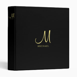 Black Gold Monogram Initial Template Elegant Binder