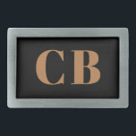 Black gold monogram initials elegant modern belt buckle<br><div class="desc">Black background,  golden  text. Personalize and add your monogram initials.</div>