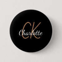 Black gold monogram initials name minimalist