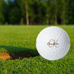 Black gold monogram initials name minimalist  golf balls<br><div class="desc">White background,  golden and black text. Personalize and add your monogram initials and name.  For both him and her.  The name is written with a modern hand lettered style script.</div>