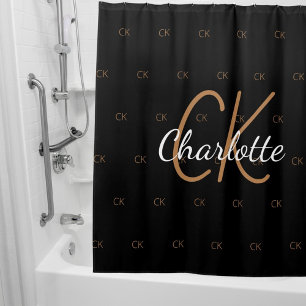 Black gold monogram initials name script