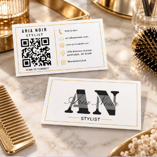 Black Gold Monogram Minimalist Professional Business Card