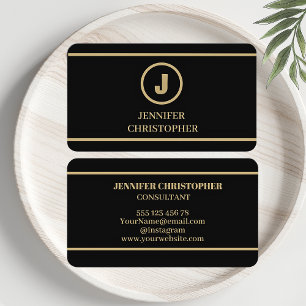 Black Gold   Monogram Modern Elegant Minimalist  Business Card