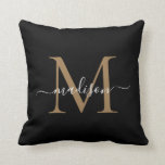 Black Gold Monogram Modern Stylish Feminine Script Throw Pillow<br><div class="desc">Black Gold Monogram Modern Stylish Feminine Script Throw Pillow</div>