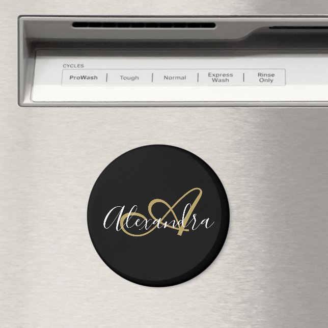 Black Gold Monogram Name Cruise Door Magnet (In Situ (Dishwasher))