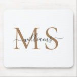 Black & Gold Monogram Name Wedding Mouse Pad<br><div class="desc">Black & Gold Monogram Last Name Mouse Pad.</div>