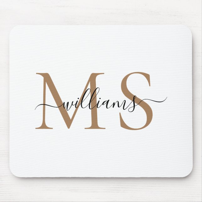 Black & Gold Monogram Name Wedding  Mouse Pad (Front)
