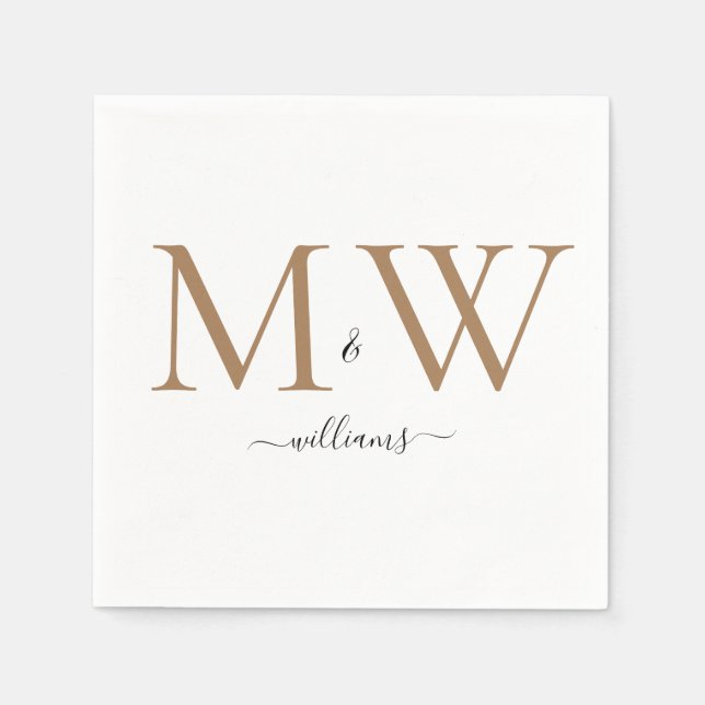 Black & Gold Monogram Name Wedding  Napkin (Front)