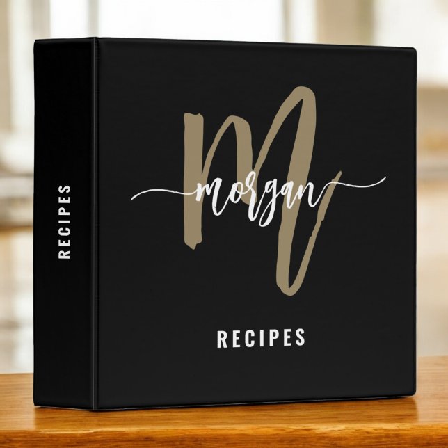 Black Gold Monogram Recipe Book Binder (Creator Uploaded)