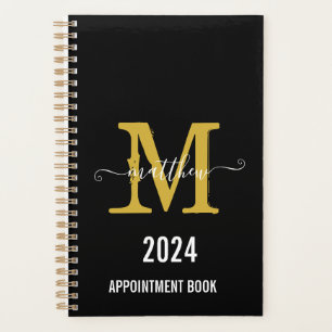 Black & Gold Monogram Script Appointment Book  Planner