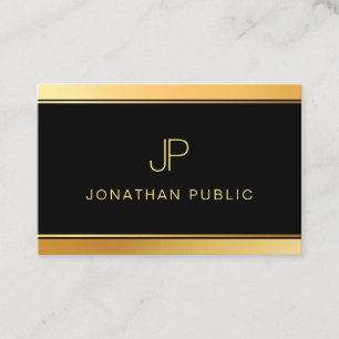 Black Gold Monogram Template Glamour Modern Elite Business Card