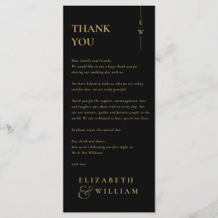 Black Gold Monogram Wedding Thank You Place Card