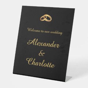 Black Gold Monogram Wedding Welcome Sign