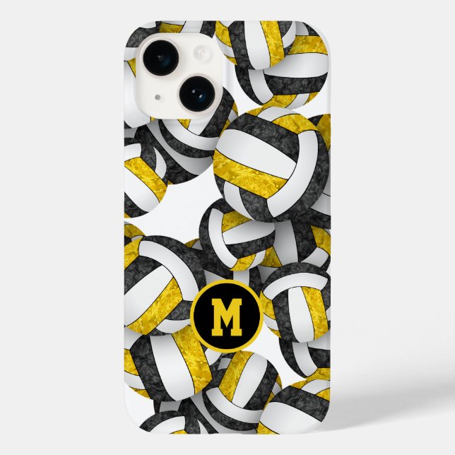 Black gold monogrammed girls volleyball Case-Mate iPhone case (Back)