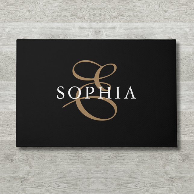 Black gold monogrammed personalized doormat (Creator Uploaded)