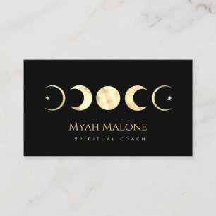 Black & Gold Moon Phase Yoga Spiritual Coach Business Card
