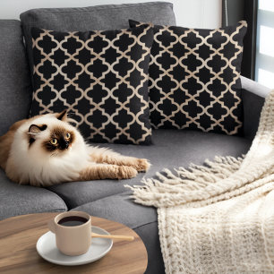 Black & Gold Moroccan Pattern Throw Pillow