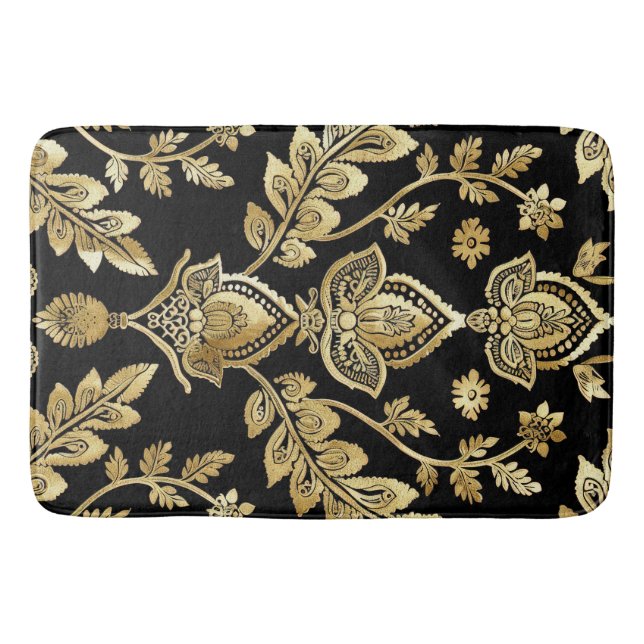 Black & Gold Motif Bath Mat (Front)