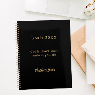 Black gold motivational quote goals notebook