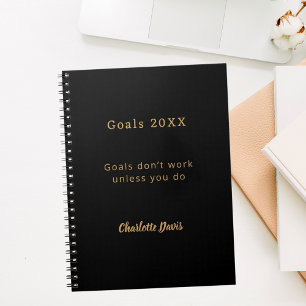 Black gold motivational quote goals notebook