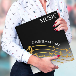 Black & Gold Music Note Scale Ombre Binder