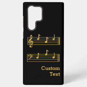 BLACK GOLD MUSIC NOTES BEST DAD TEXT TREBLE BASS  SAMSUNG GALAXY CASE