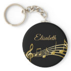 Black gold music notes monogram name
