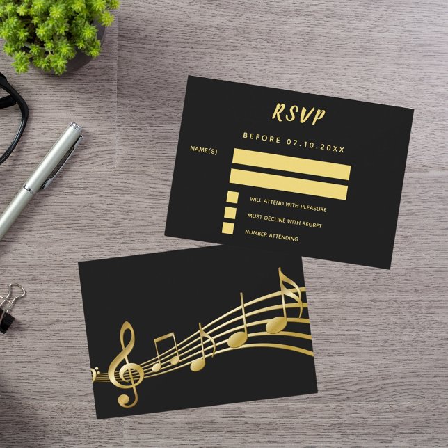 Black gold music notes response RSVP (Creator Uploaded)