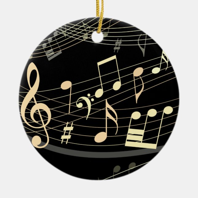 Black Gold Musical Christmas Ornament Personalized (Front)