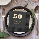 Black gold name elegant birthday party foil napkins<br><div class="desc">Personalize and add your name,  and age.  Real gold foil text.</div>