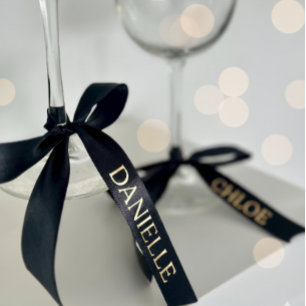 Black Gold Name Graduation Satin Ribbon
