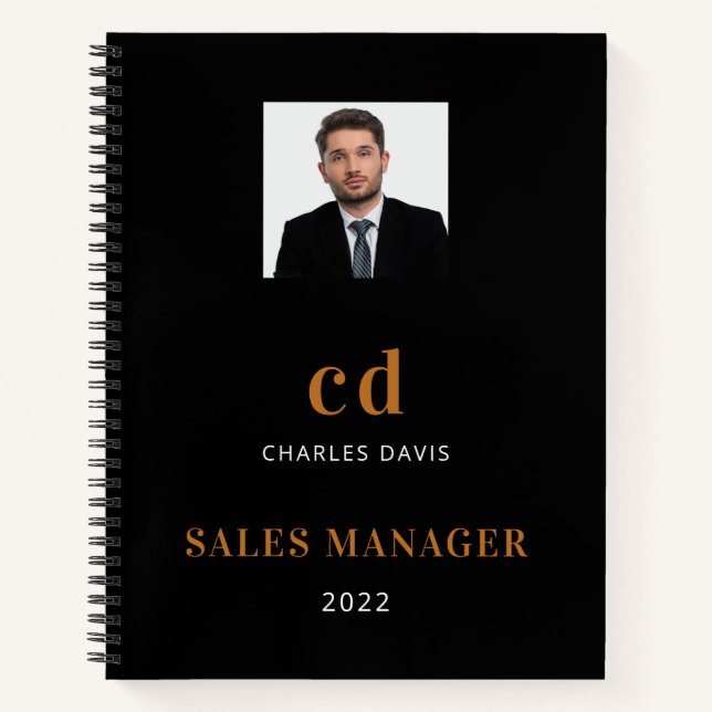 Black gold name initials photo business 2022 notebook (Front)