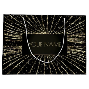 Black Gold Name Luxury Wedding Brand Confetti Large Gift Bag