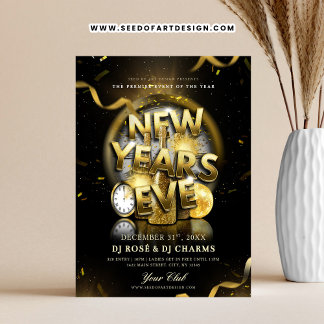 Black & Gold New Year's Eve Club Party  Flyer