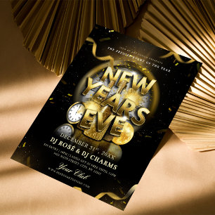 Black & Gold New Year's Eve Club Party  Flyer