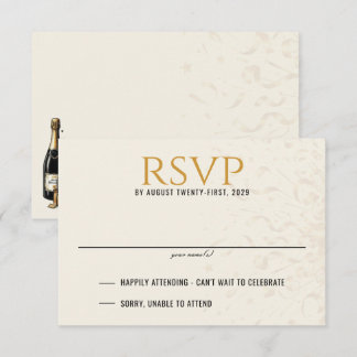 Black & Gold New Years Eve Wedding RSVP Card