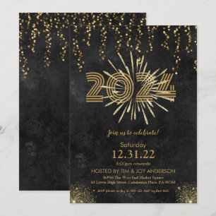 Black Gold New Years Invitation