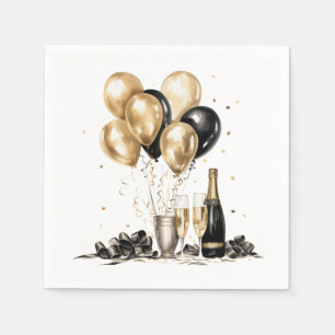 Black Gold New Year's Party Napkins