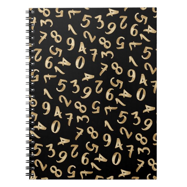 Black Gold Numbers Luxury Pattern Chic Accountant Notebook (Front)