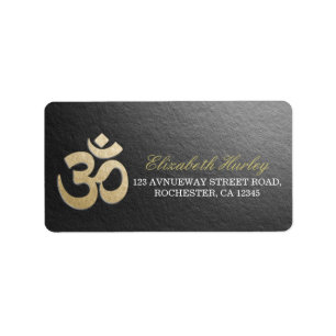 Black & Gold OM Symbol Yoga Mediation Instructor Label