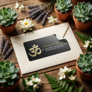 Black & Gold OM Symbol Yoga Mediation Instructor Label
