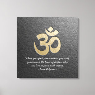 Black & Gold OM Symbol YOGA Meditation Instructor Canvas Print